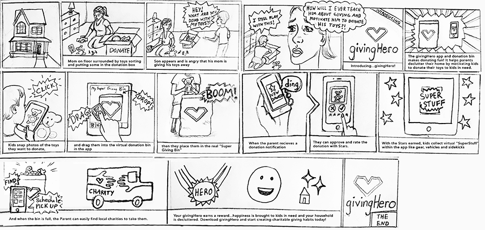 tablet screens of giving hero app