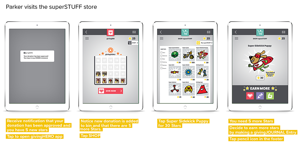 givingHERO ux/ui design for scenario 3