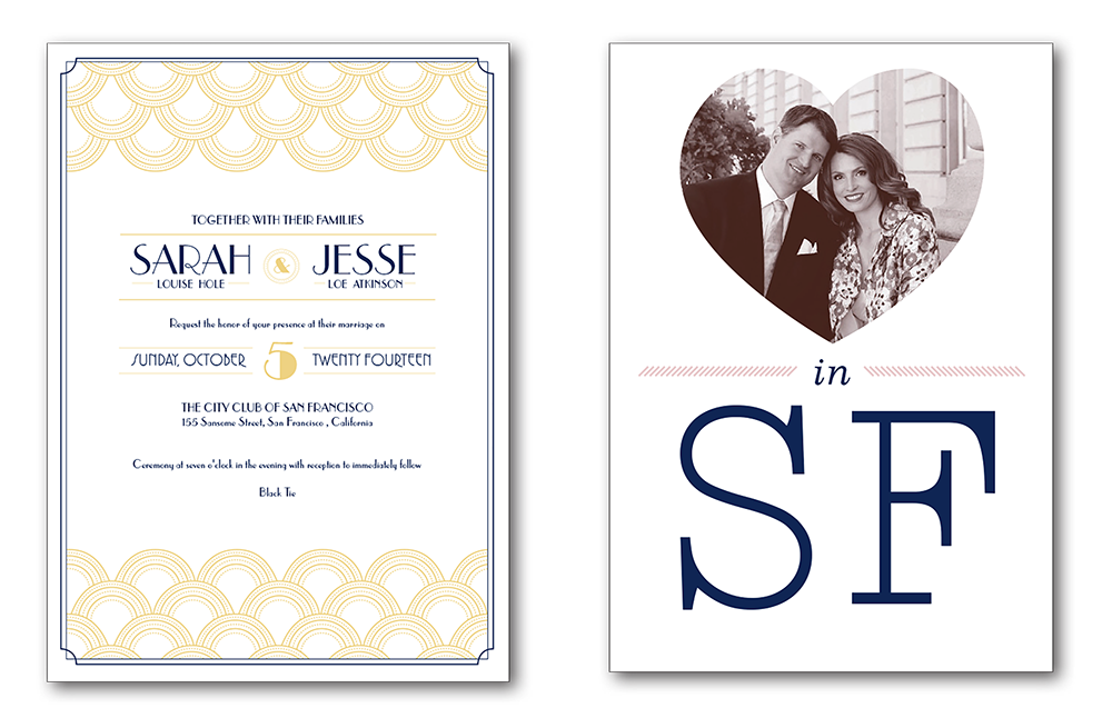 art deco wedding invitation