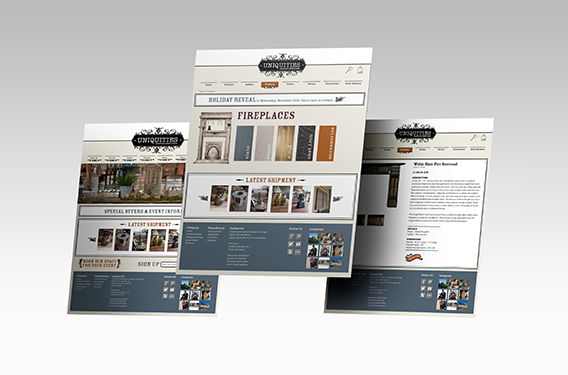 screens of uniquities website design