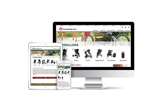screen mockups of baby store responsive websites