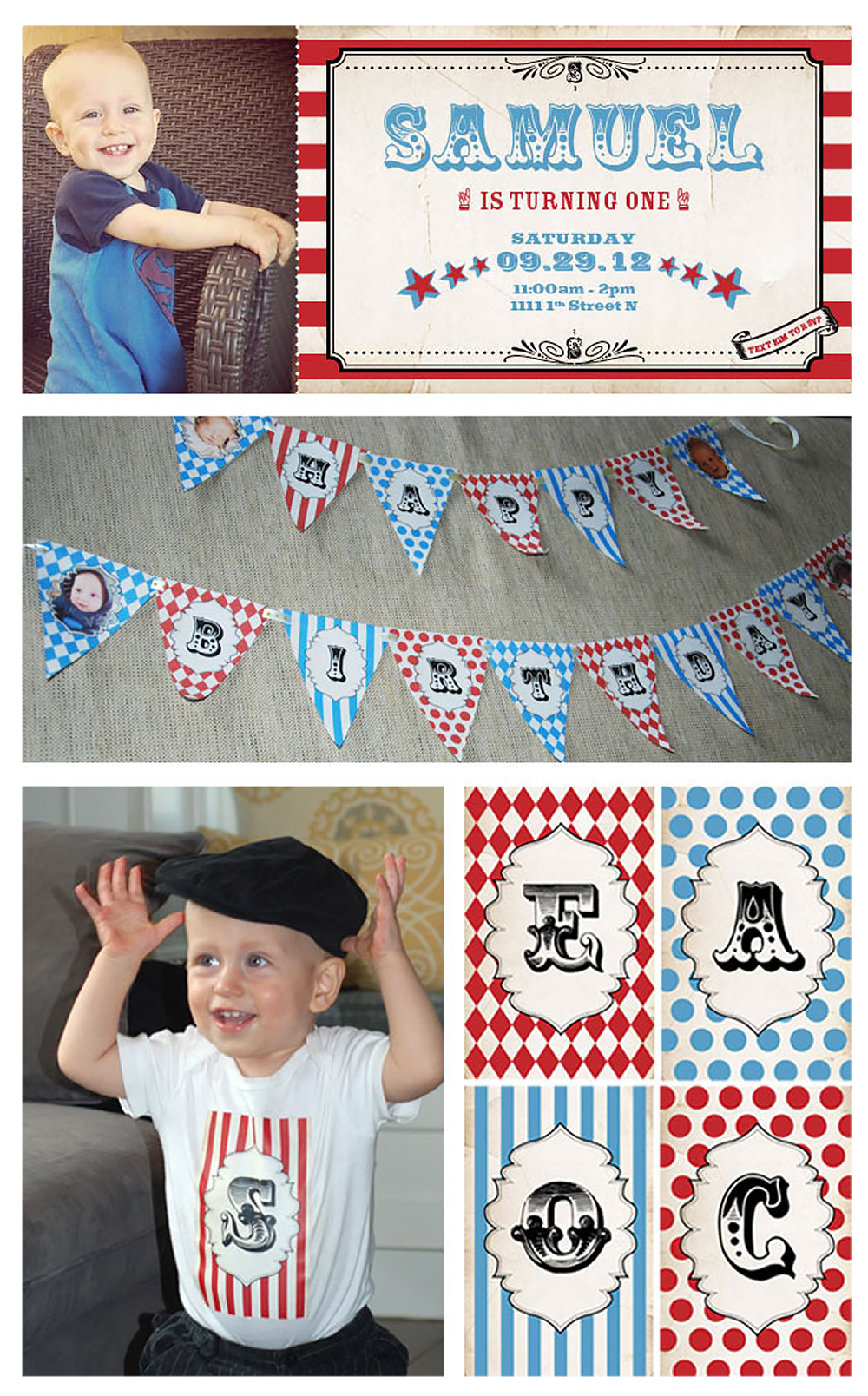circus theme birthday invitation
